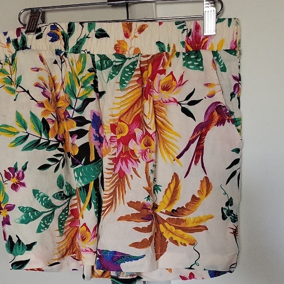 RACHEL Roy Line Floral  Green and Yellow Bermuda Shorts Tropical Print Size S - Picture 2 of 9